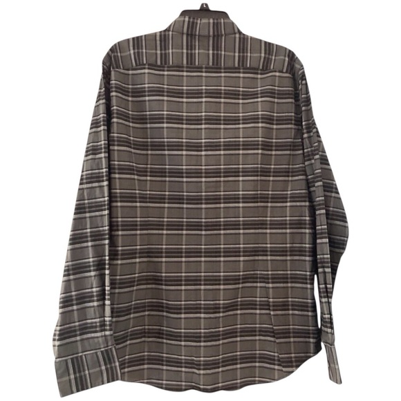John Varvatos USA Shirt Men large Gray Black Plaid Luxe Pearl Buttons NWOT $198 - Picture 9 of 11